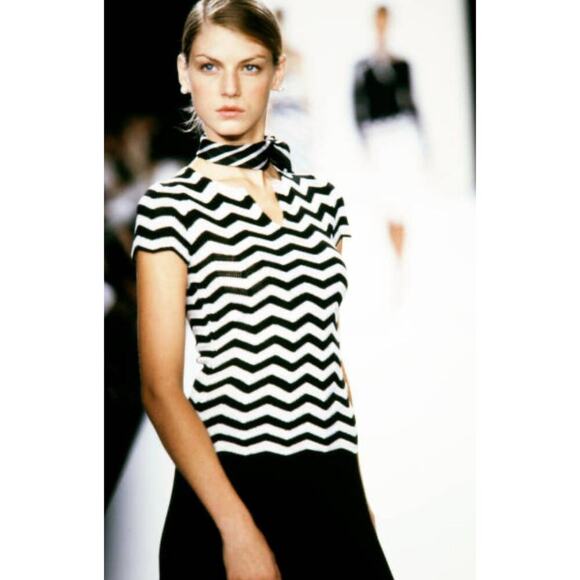 Ralph Lauren Collection Knit Silk Short Sleeve Top Blouse Runway 2001 Vintage M - Picture 8 of 9